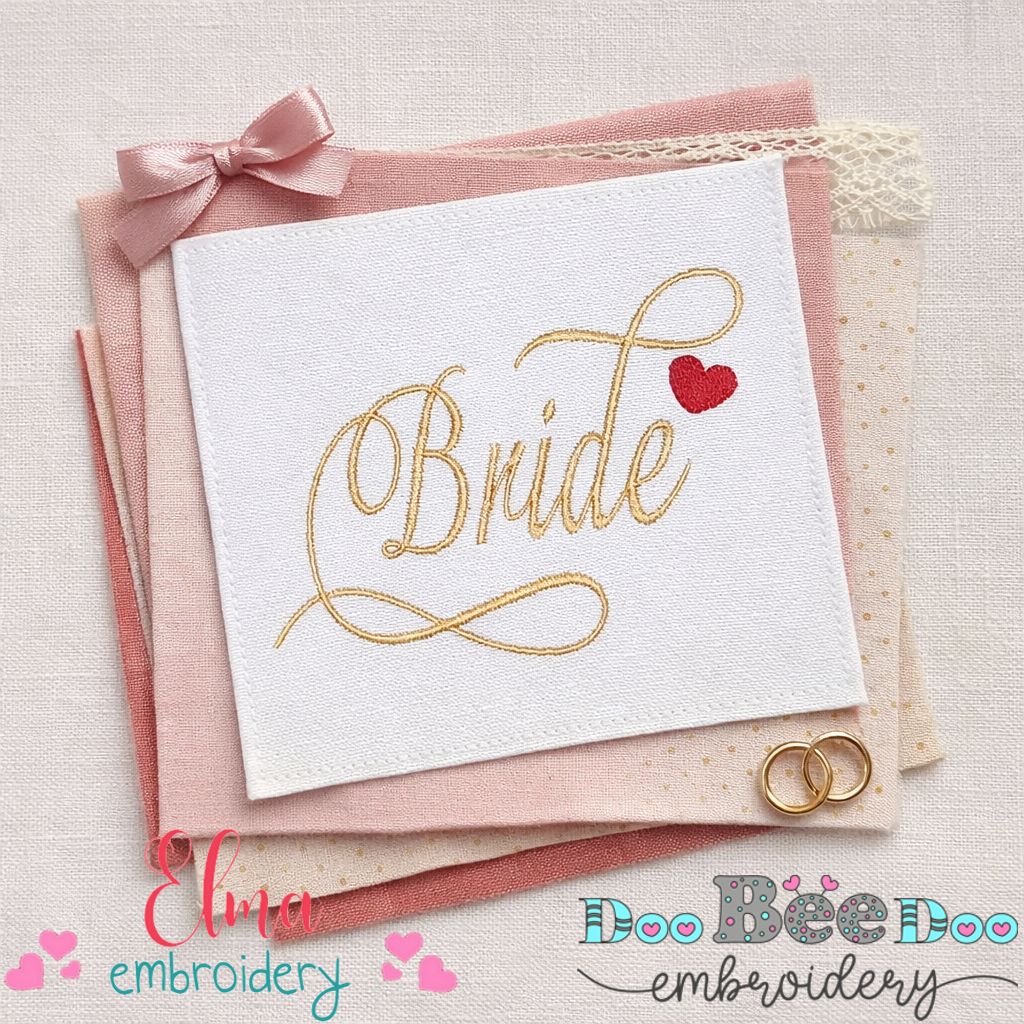 Bride Script with Heart - Satin Stitch - Machine Embroidery Design ...