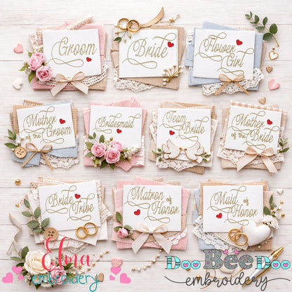 Wedding Party Script Collection – Satin Stitch – Machine Embroidery Design