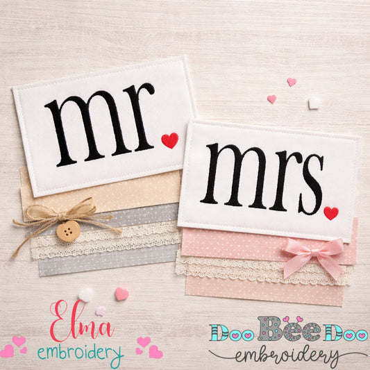 Mr & Mrs Wedding Set – Fill Stitch – Machine Embroidery Design
