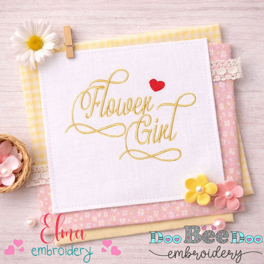 Flower Girl Script - Satin Stitch - Machine Embroidery Design