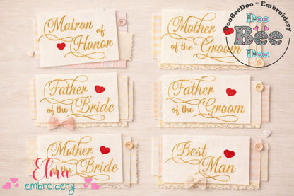 Elegant Wedding Roles Bundle – Satin Stitch – Machine Embroidery Design
