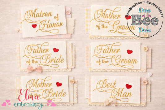 Elegant Wedding Roles Bundle – Satin Stitch – Machine Embroidery Design