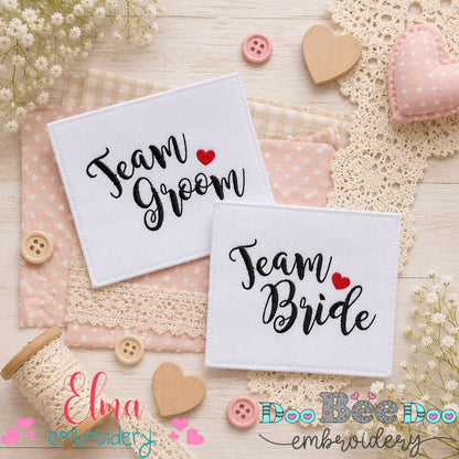 Team Bride & Team Groom - Satin Stitch - Machine Embroidery Design
