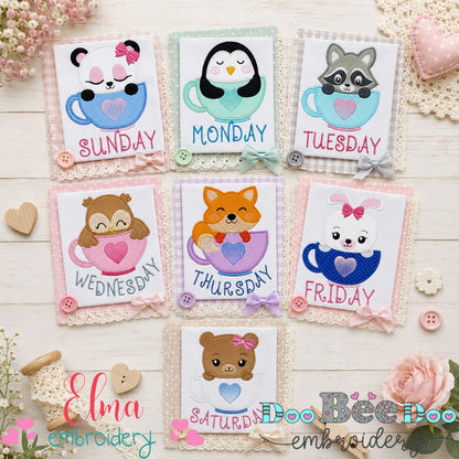 Cozy Cup Days of the Week Collection - Appliqué - Machine Embroidery Design