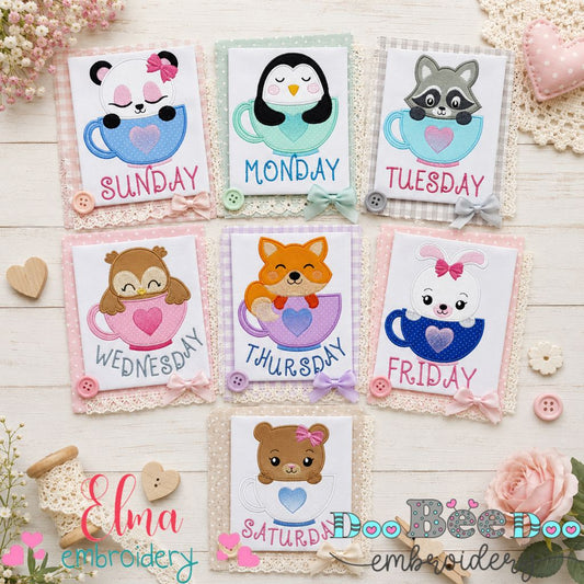 Cozy Cup Days of the Week Collection - Appliqué - Machine Embroidery Design