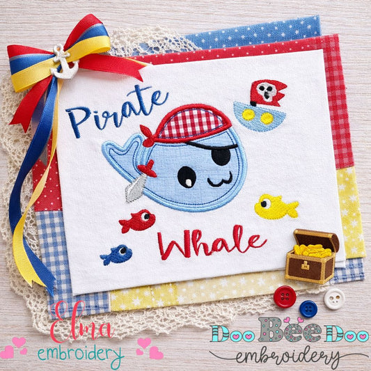 Pirate Whale - Appliqué - Machine Embroidery Design