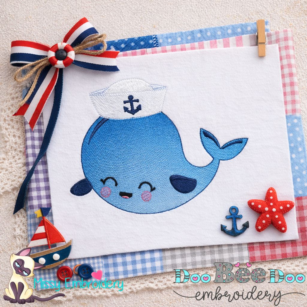 Sailor Whale - Rippled Stitch – Machine Embroidery Design