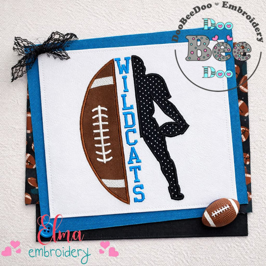Wildcats Football Player Silhouette – Appliqué – Machine Embroidery Design