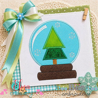 Snow Globe Christmas Tree Appliqué - Appliqué – Machine Embroidery Design