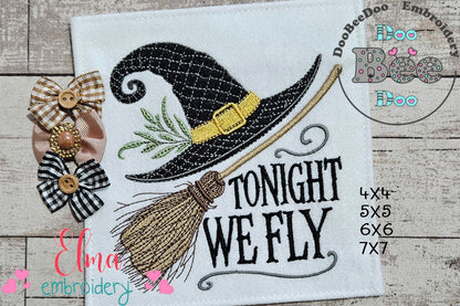 Halloween Witch Hat & Quote - Fill Stitch - Machine Embroidery Design