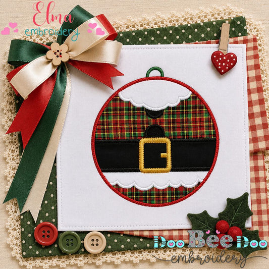 Santa Ornament - Appliqué - Machine Embroidery Design