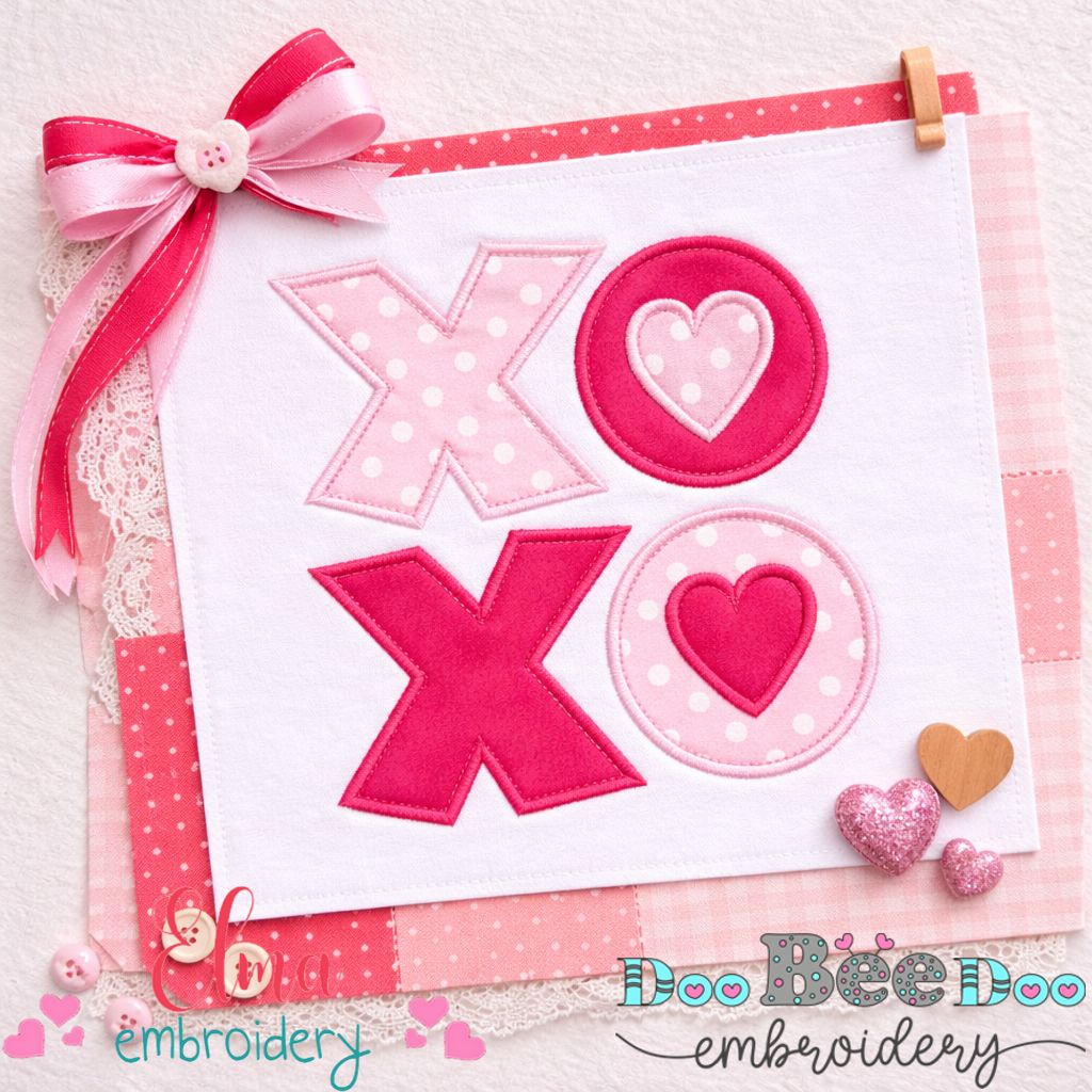 Sweet XO Hearts - Appliqué - Machine Embroidery Design