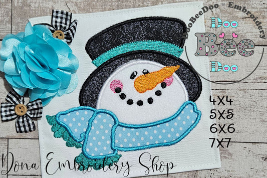 ❄️ Frosty Snowman Face ⛄ – Applique - Machine Embroidery Design