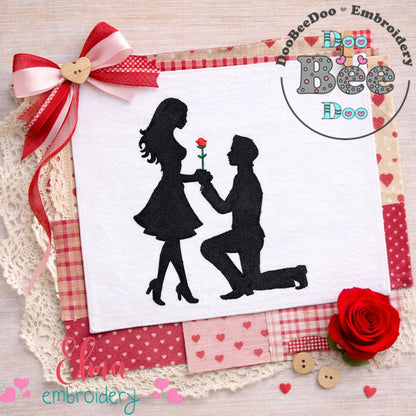 Declaration of Love Silhouette - Fill Stitch - Machine Embroidery Design