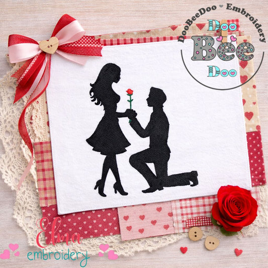 Declaration of Love Silhouette - Fill Stitch - Machine Embroidery Design