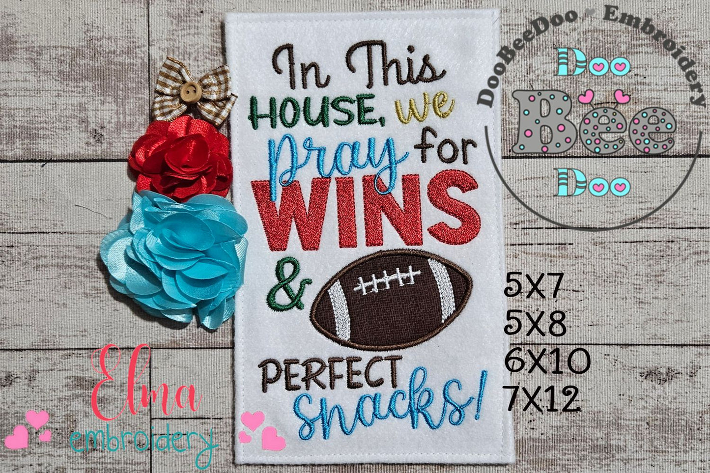 Game Day Pray for Wins & Snacks - Applique - Machine Embroidery Design