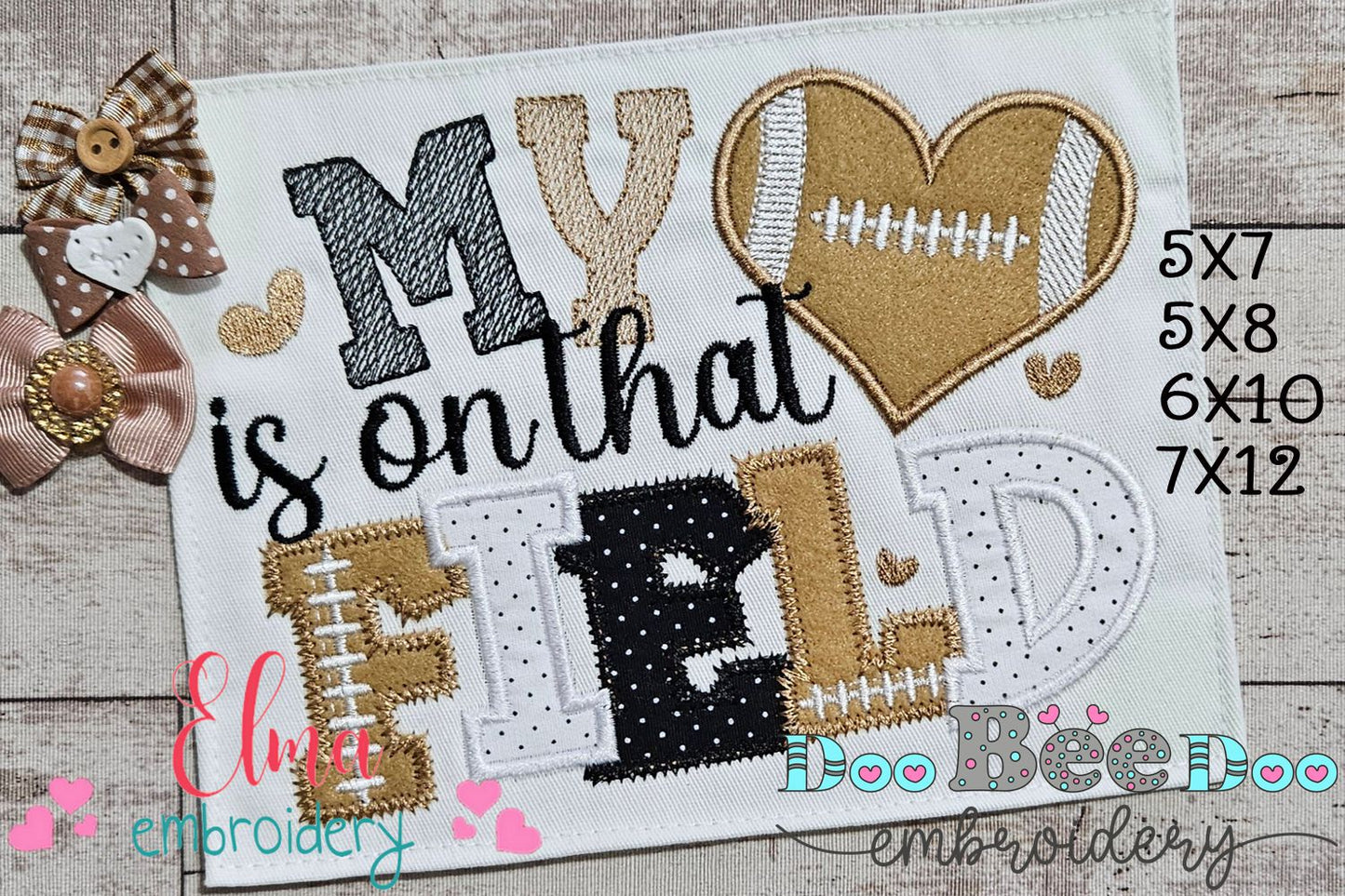 🏈 My Heart Is on That Field - Zig Zag Applique - Machine Embroidery Design