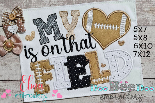 🏈 My Heart Is on That Field - Zig Zag Applique - Machine Embroidery Design
