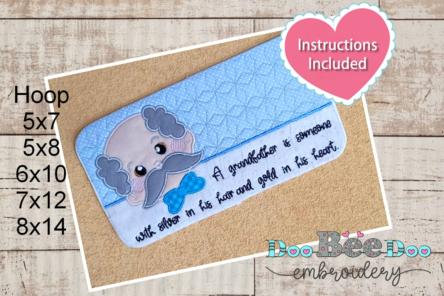 Grandfather Mug Rug - ITH Project - Machine Embroidery Design