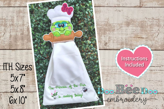 Frog Chef Towel Holder  - ITH Project - Machine Embroidery Design