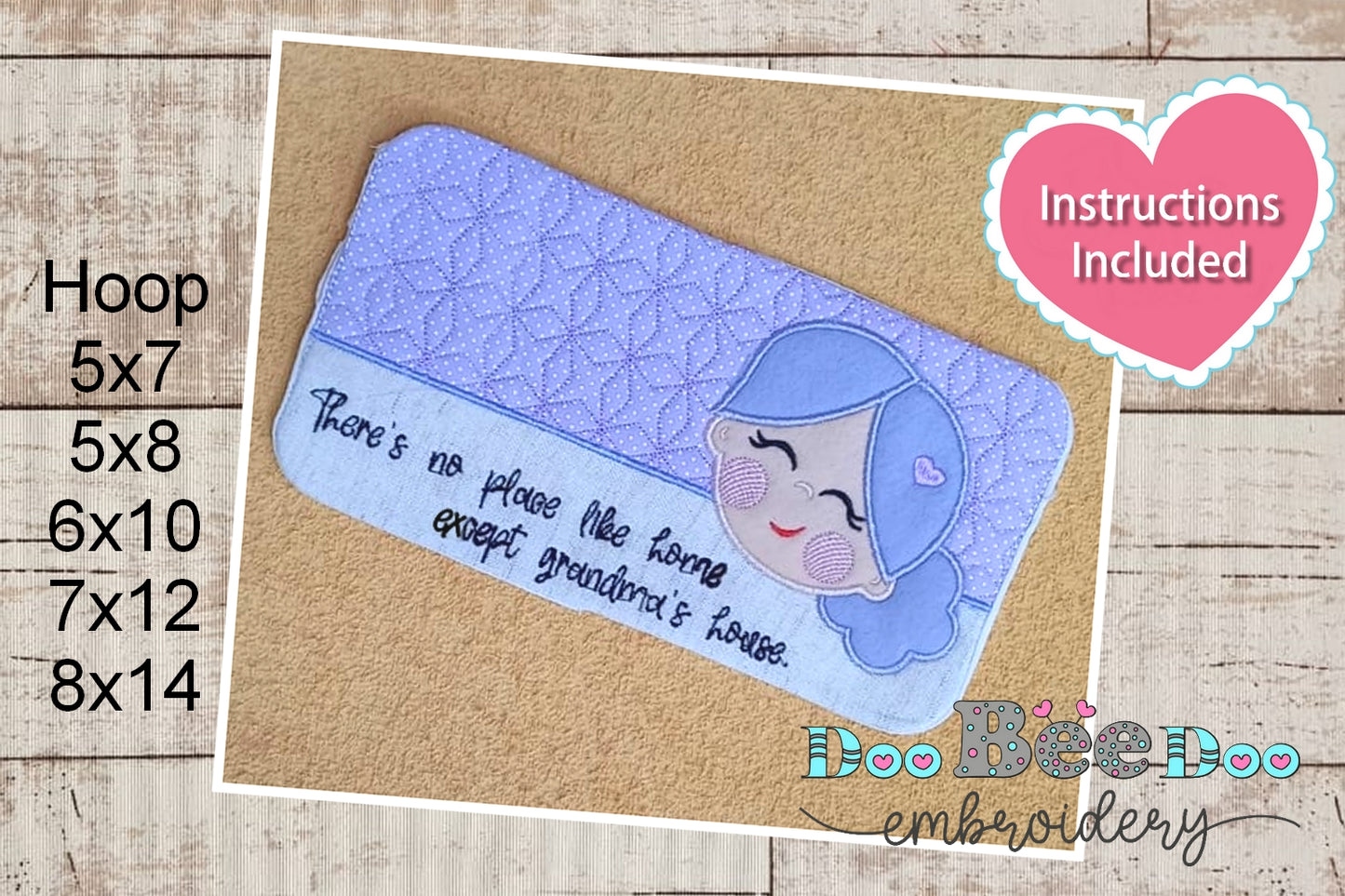 Grandmother Mug Rug - ITH Project - Machine Embroidery Design