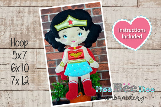 Wonder Woman Ornament - ITH Project - Machine Embroidery Design