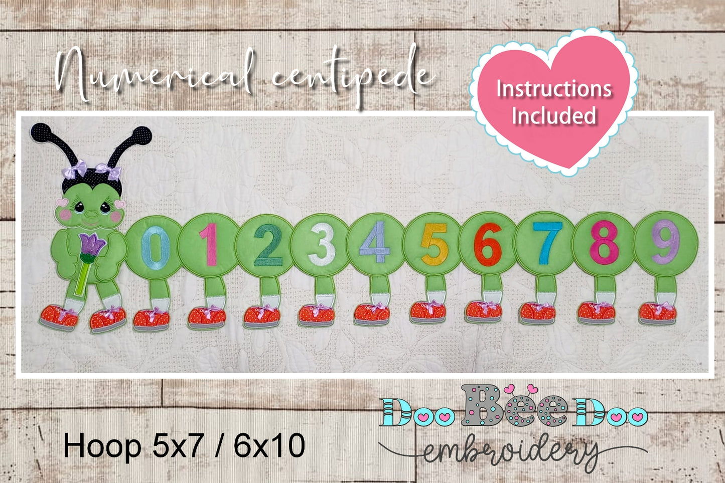 Numerical Centipede - ITH Project - Machine Embroidery Design