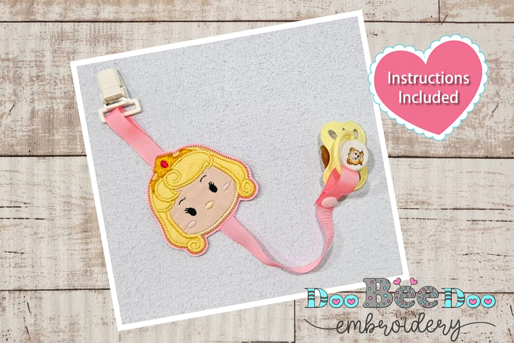 Princess Aurora Pacifier Holder - ITH Project - Machine Embroidery Design