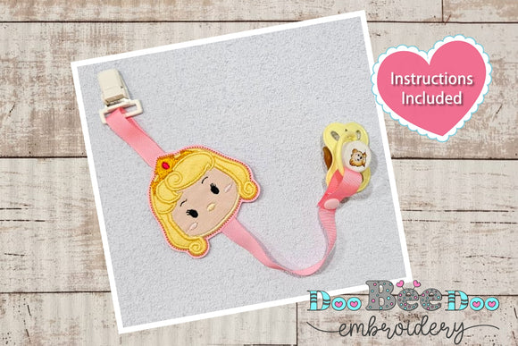 Princess Aurora Pacifier Holder - ITH Project - Machine Embroidery Design