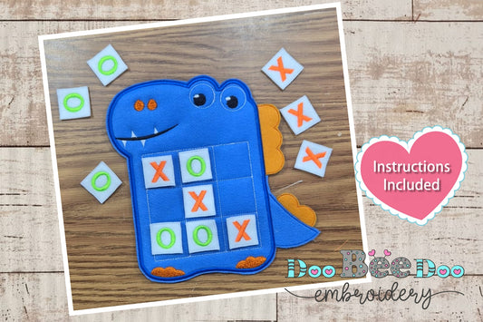Cute Dinossaur Tic Tac Toe Game  – ITH – Machine Embroidery Design
