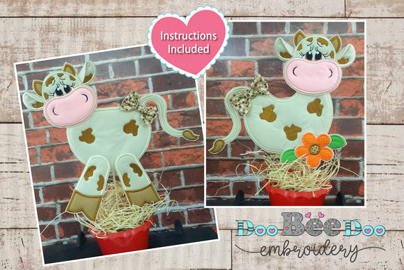 Versatile Brown Cow Ornament - ITH Applique - Machine Embroidery Design