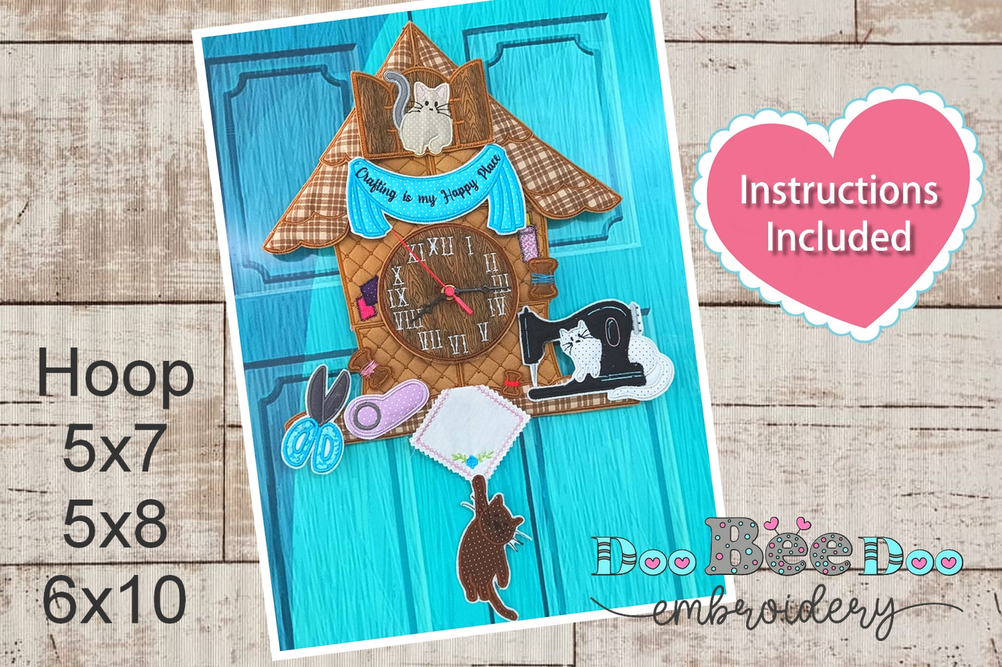 Kitty House Cuckoo Clock - ITH Project - Machine Embroidery Design