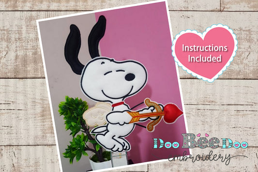 White Dog Cupid - ITH Project - Machine Embroidery Design