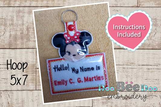 Minnie Keychain/Bag Tag - ITH Project - Machine Embroidery Design