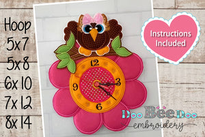 Little Owl Clock - ITH Project - Machine Embroidery Design