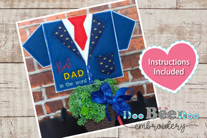 Happy Father's Shirt for dad Ornament - ITH Project - Machine Embroidery Design