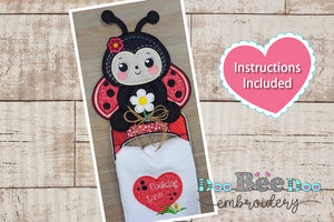 Ladybug Dishcloth Holder  - ITH Project - Machine Embroidery Design