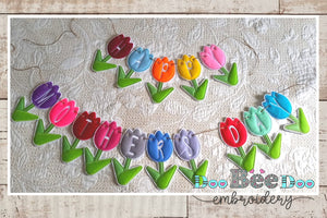 Happy mothers day tulips in banner - ITH Project - Machine Embroidery Design