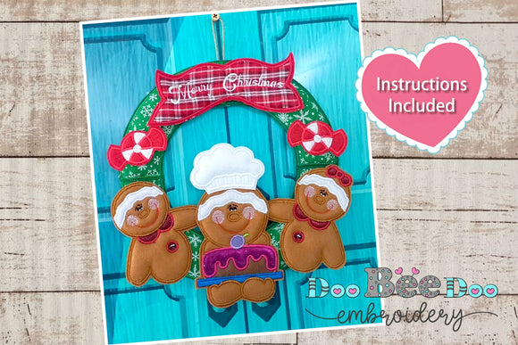 Gingerbread Wreath - ITH Project - Machine Embroidery Design
