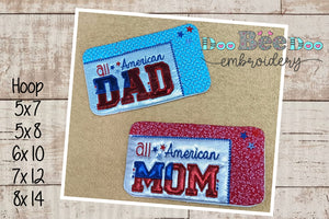 Dad and Mom 4th of July  Mug Rug Set - ITH Project - Machine Embroidery Design