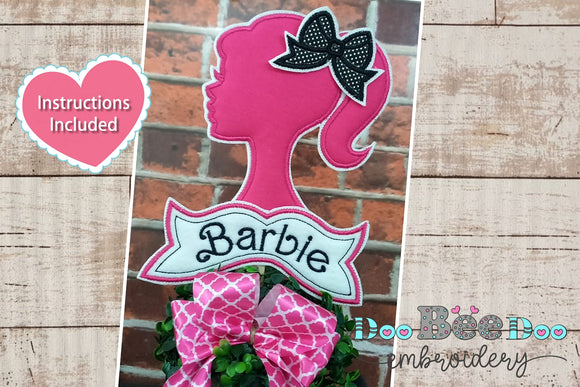 Girl Barbie Silhouette - ITH Project - Machine Embroidery Design
