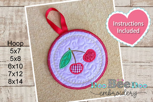 Cherry Hot Pot Coaster - ITH Project - Machine Embroidery Design