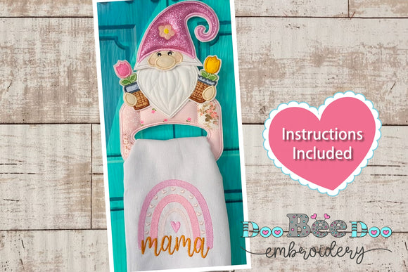Gnome Dishcloth Holder - ITH Project - Machine Embroidery Design