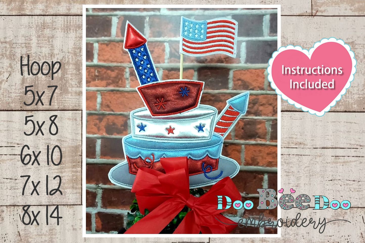 Cake 4th of July - ITH Project - Machine Embroidery Design