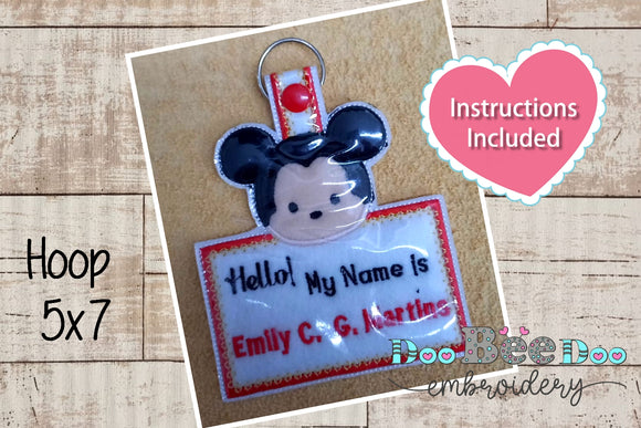 Mickey Keychain/Bag Tag - ITH Project - Machine Embroidery Design