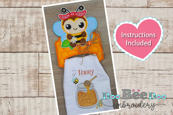 Bee dish towel holder - ITH Project - Machine Embroidery Design