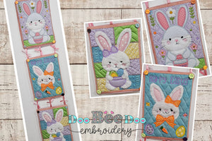 Easter Bunnies Ornament - ITH Project - Machine Embroidery Design