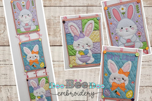 Easter Bunnies Ornament - ITH Project - Machine Embroidery Design