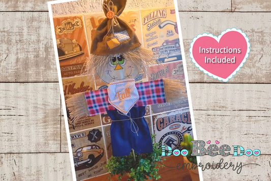 Scarecrow Vase Ornament - ITH Project - Machine Embroidery Design