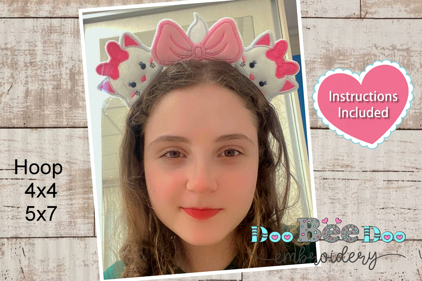 Marie The Cat Headband - ITH Project - Machine Embroidery Design